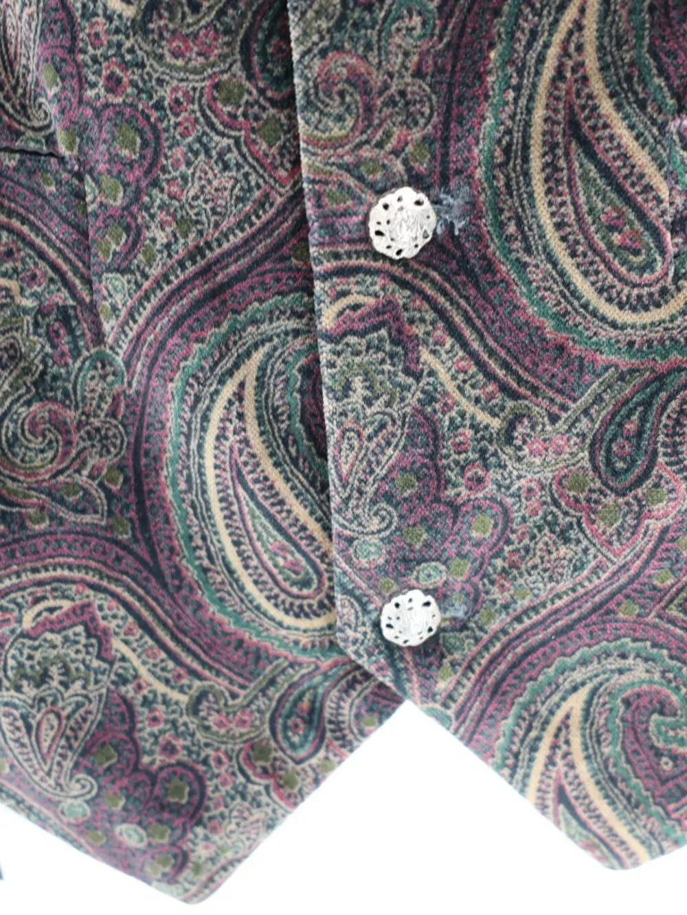 VTG Wah Maker Frontier Vest Mens Large Paisley Western V Neck velvet waistcoat